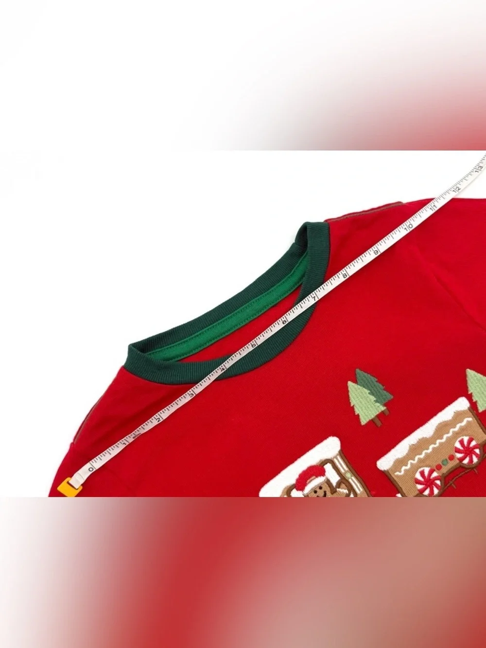 EUC Gymboree Holiday Embroidered Train Layered Top - Gingerbread House - Red 2T